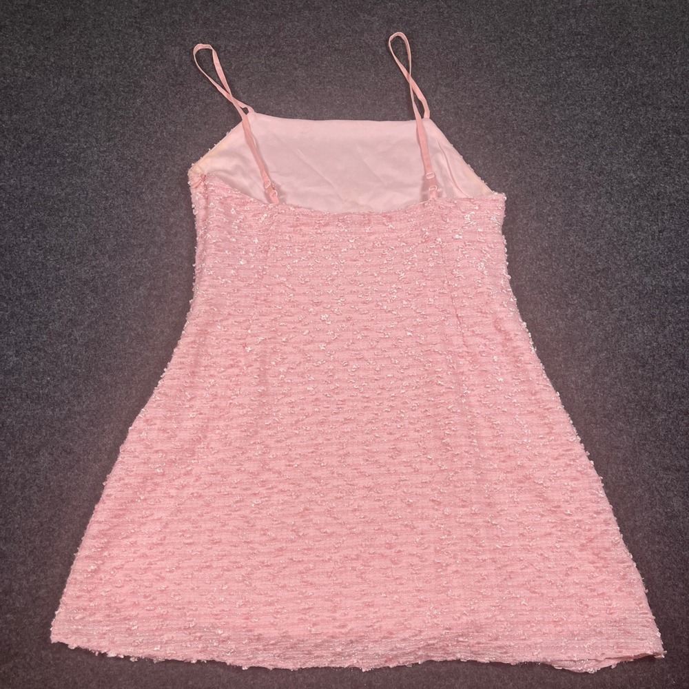 Lulus Pop the Bubbly Pink Preppy Tweed Mini Shift Party Dress Light Pink Sz L - Picture 12 of 14